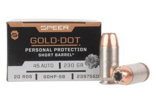 Speer Gold Dot Personal Defense .45 ACP 230gr Hollow Point Short Barrel Ammo - Box of 20